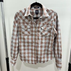 Cruel Girl Light Blue & Brown Plaid Shirt